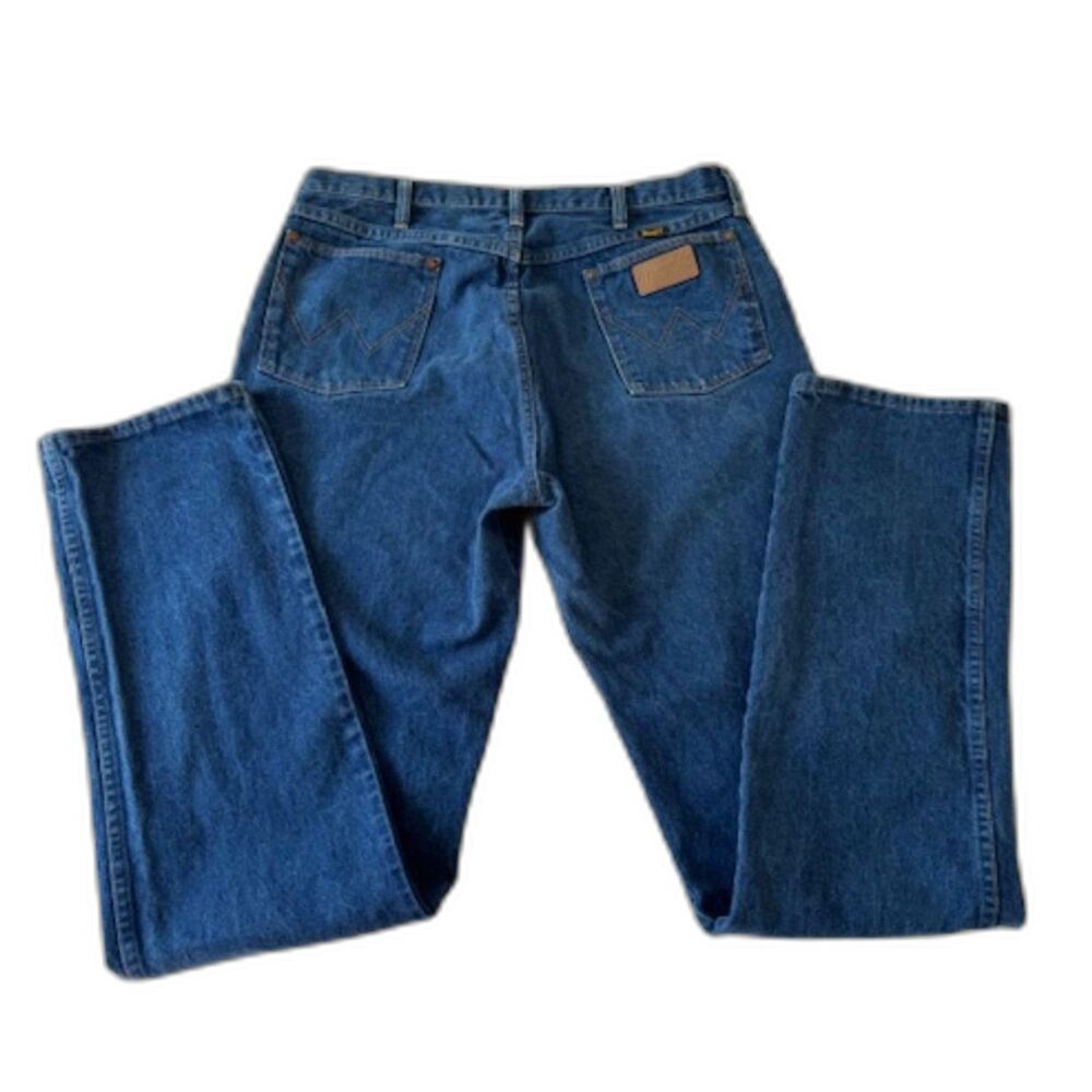 Wrangler Men's Straight Jeans Blue 38x38 Made in USA 100% Cotton Western VTG EUC